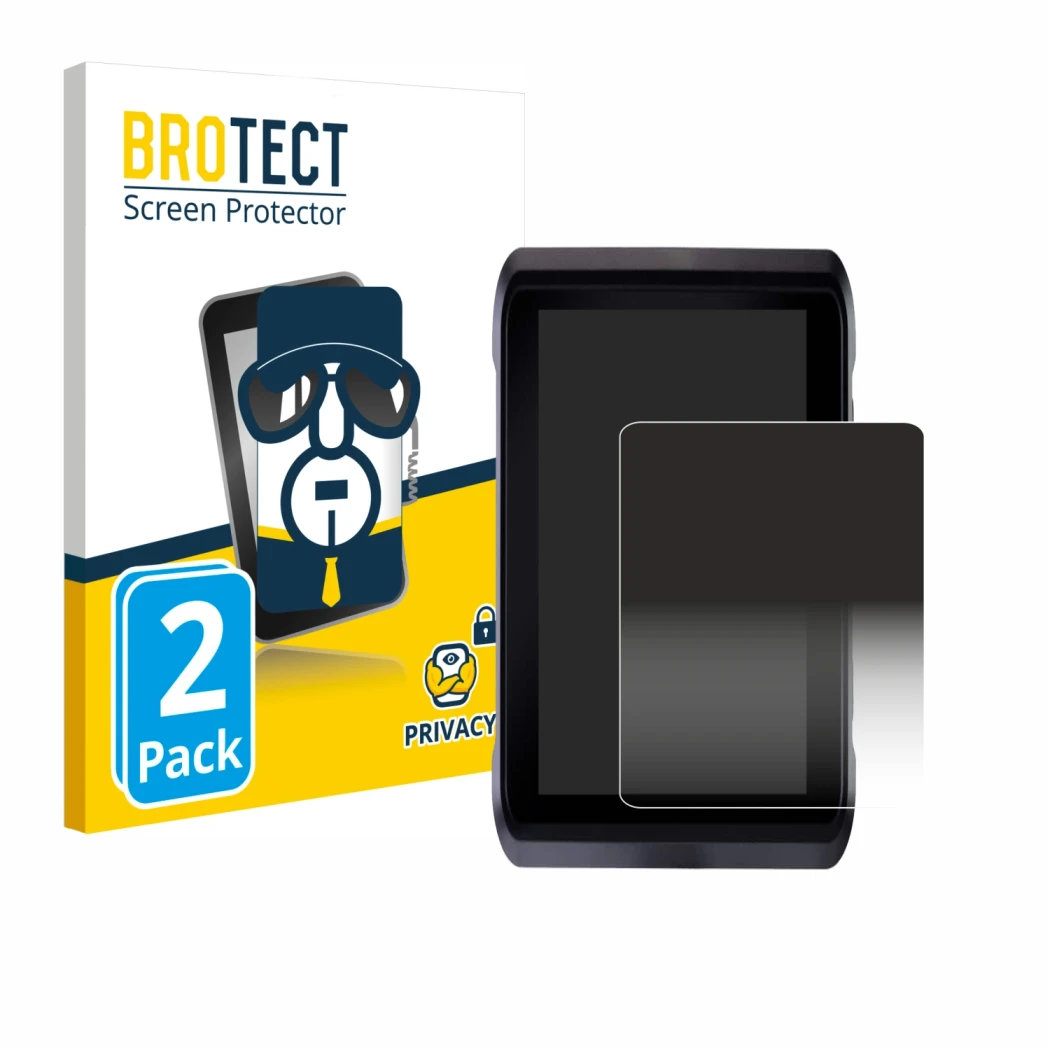 Front side of a product packaging with the brand logo BROTECT. Next to it is the device Atomos Shogun 7 shown with the corresp