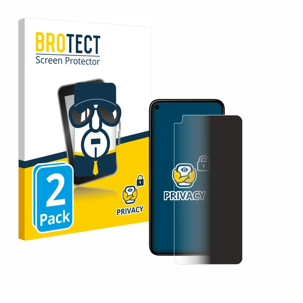 Front side of a product packaging with the brand logo BROTECT. Next to it is the device Google Pixel 5 shown with the correspo