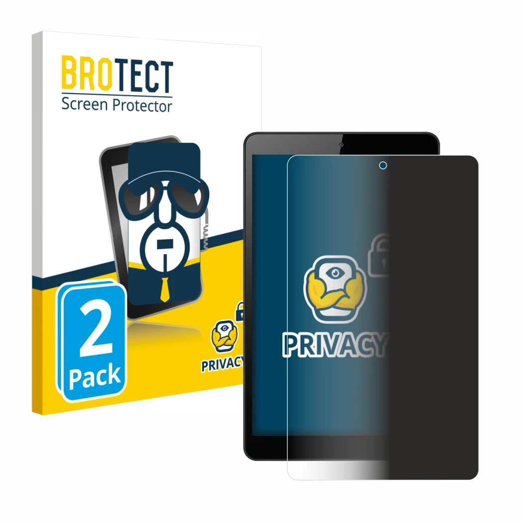 Front side of a product packaging with the brand logo BROTECT. Next to it is the device Huawei MediaPad M5 Lite 8