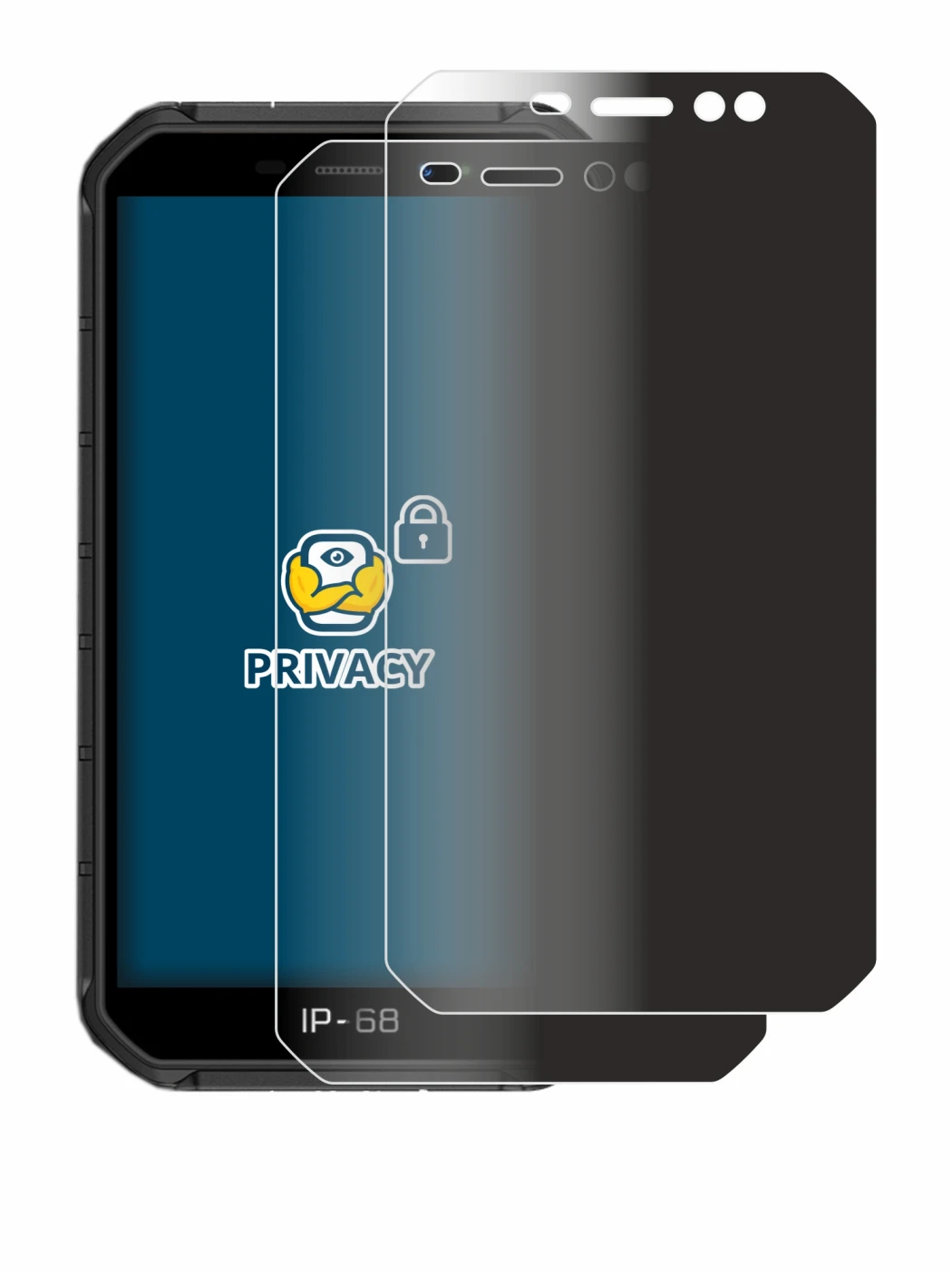 Image of the device Ulefone Armor X7 Pro with a wide variety of screen protectors.