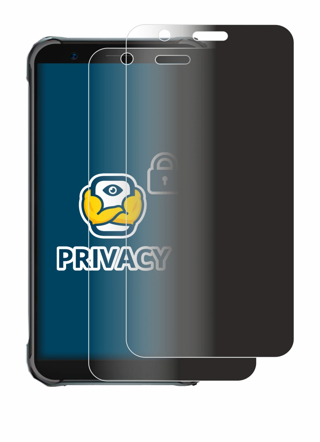 Image of the device Blackview BV4900 Pro with a wide variety of screen protectors.