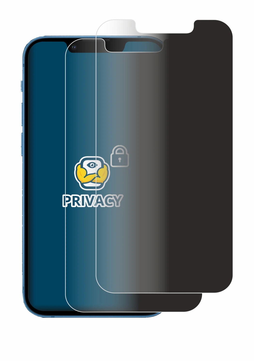 Image of the device Apple iPhone 13 mini with a wide variety of screen protectors.