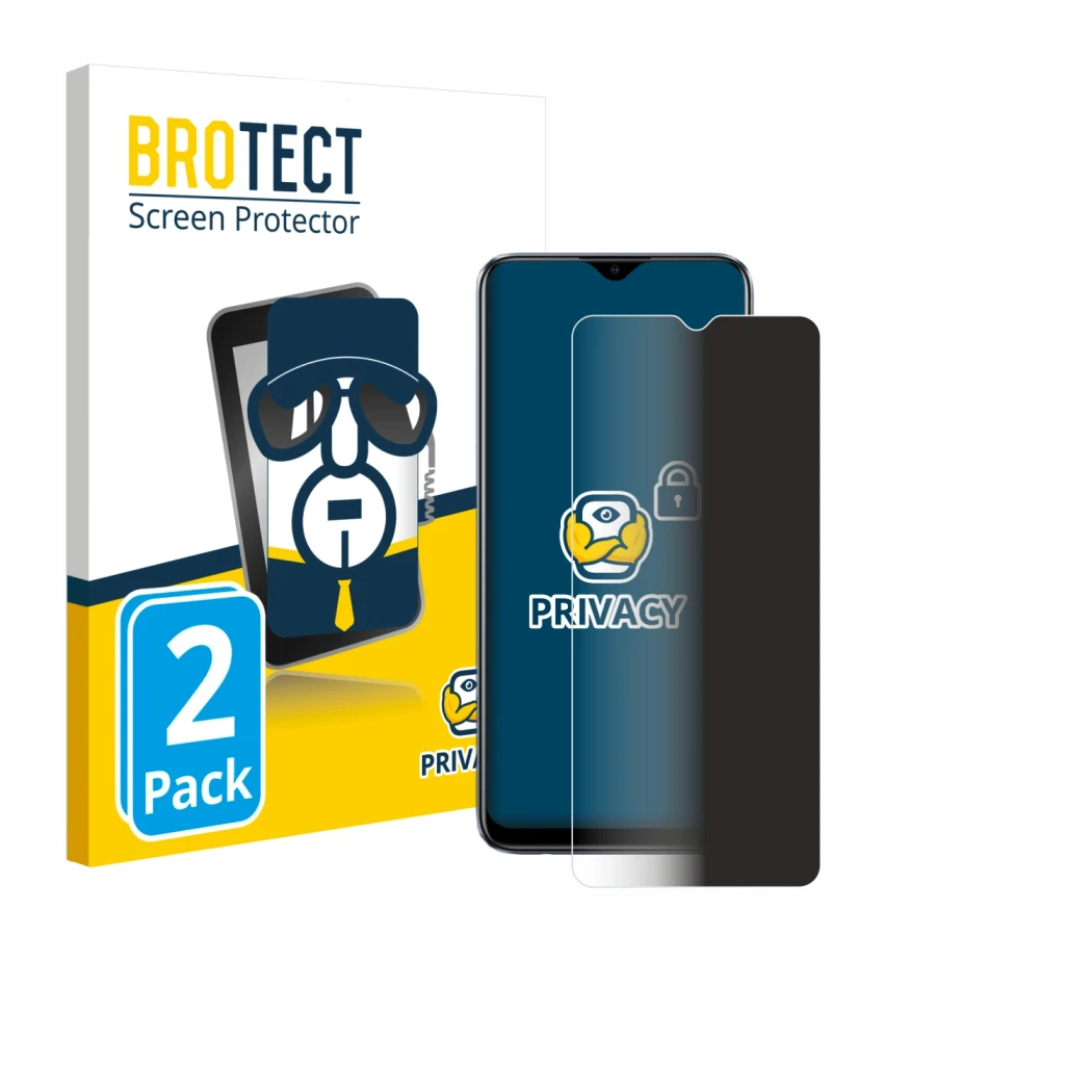 Front side of a product packaging with the brand logo BROTECT. Next to it is the device realme C11 2021 shown with the corresp
