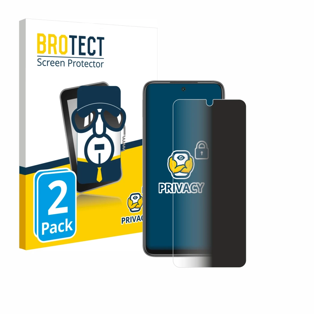 Front side of a product packaging with the brand logo BROTECT. Next to it is the device Xiaomi Redmi 10 shown with the corresp