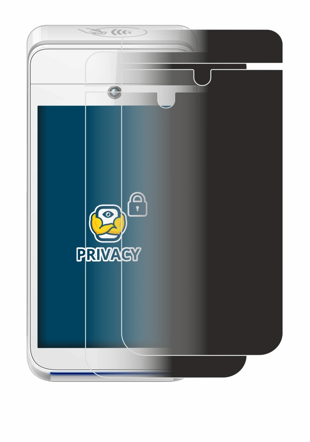 Image of the device Pax A920 with a wide variety of screen protectors.