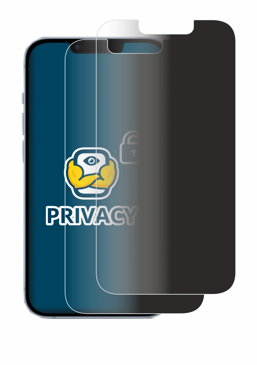 Image of the device Apple iPhone 14 with a wide variety of screen protectors.