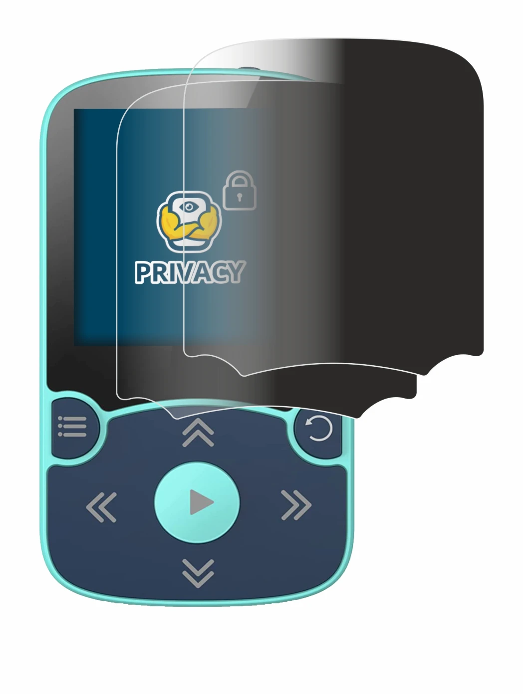 Image of the device AGPtek A65X MP3 Player with clip with a wide variety of screen protectors.