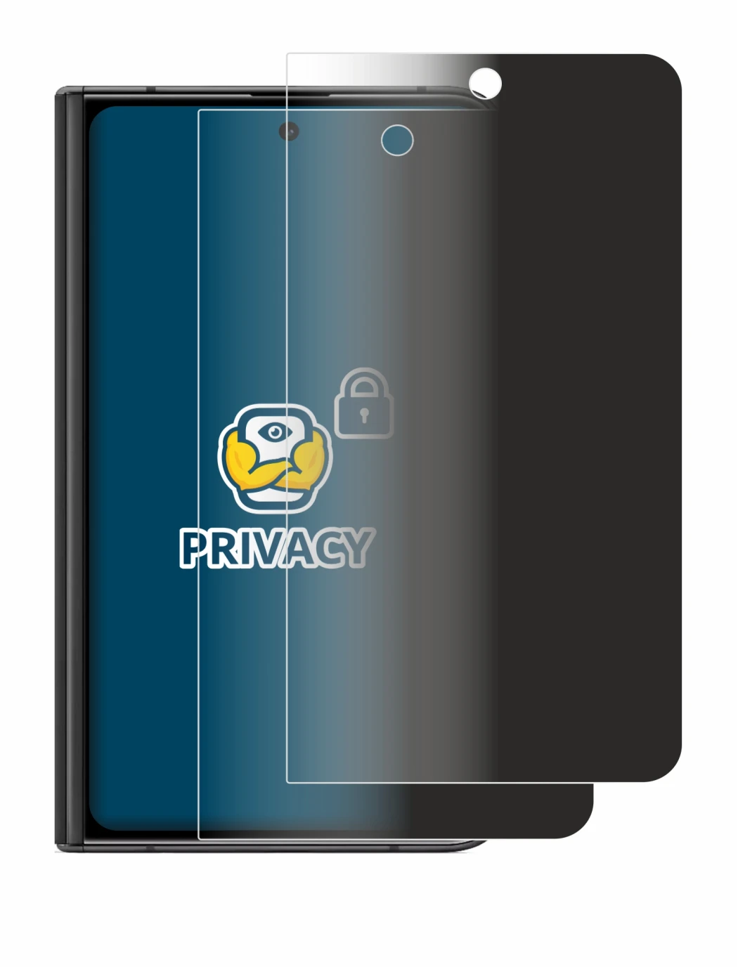 Image of the device Google Pixel Fold (Outer display) with a wide variety of screen protectors.