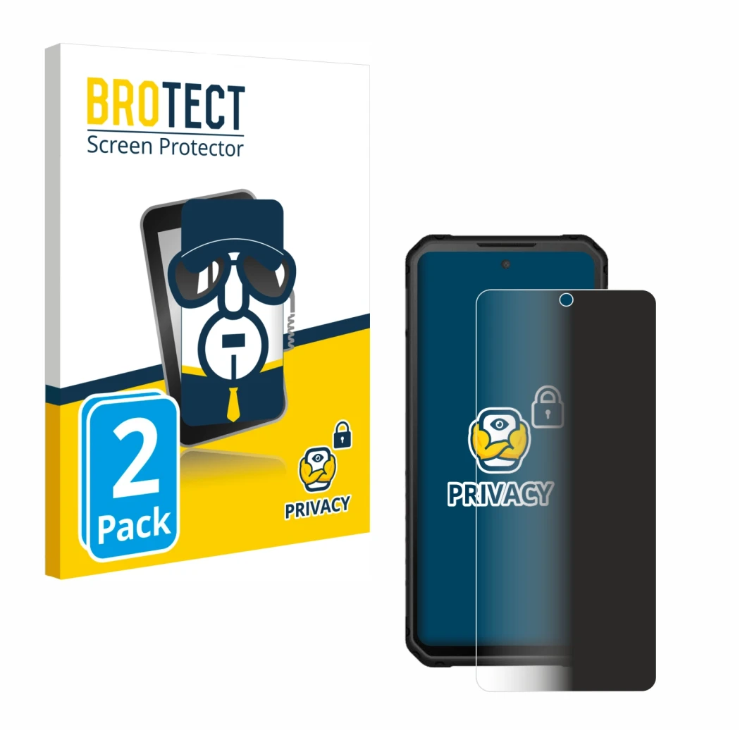 Front side of a product packaging with the brand logo BROTECT. Next to it is the device iiiF150 Raptor shown with the correspo