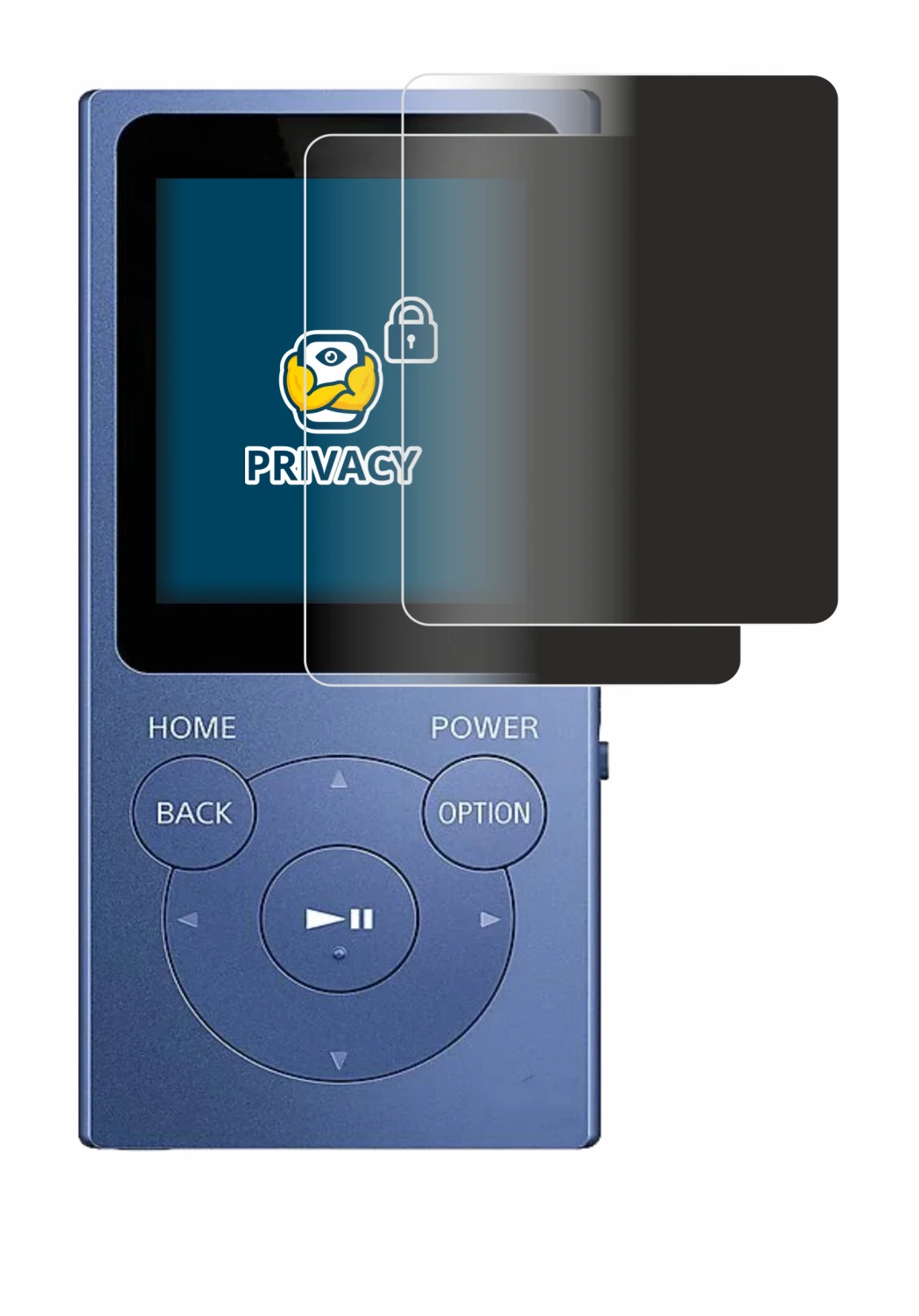 Image of the device Sony Walkman NW-E394 with a wide variety of screen protectors.