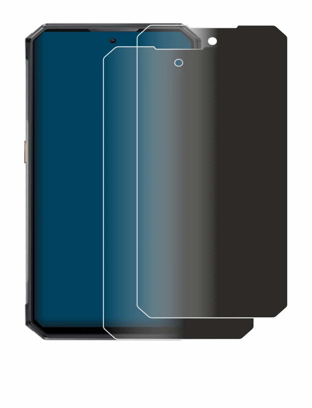 Image of the device Oukitel WP30 Pro with a wide variety of screen protectors.