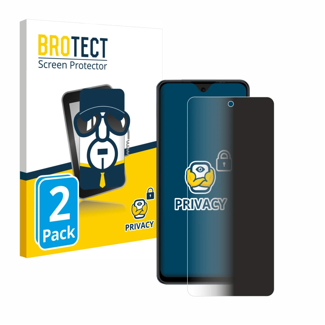 Front side of a product packaging with the brand logo BROTECT. Next to it is the device Blackview Oscal Tiger 12 shown with th