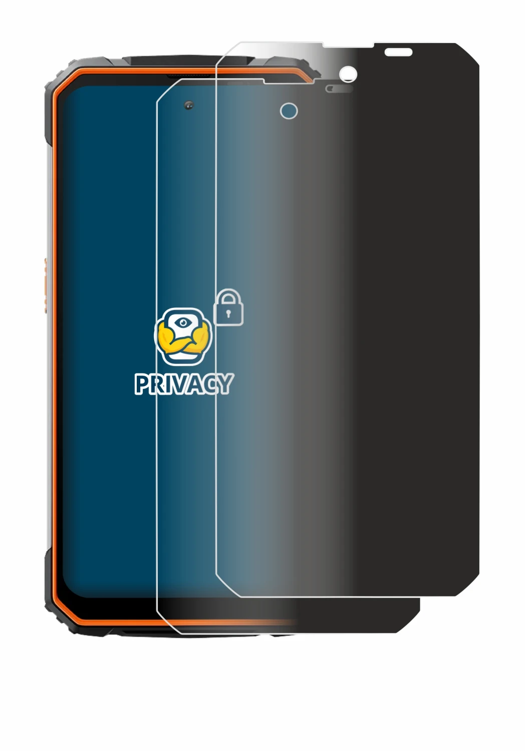 Image of the device Blackview BV8100 with a wide variety of screen protectors.