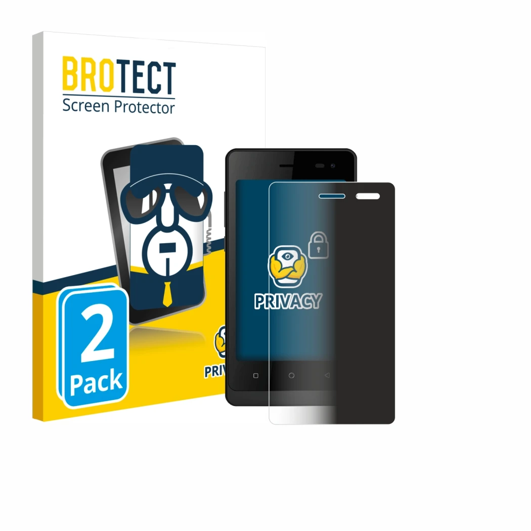 Front side of a product packaging with the brand logo BROTECT. Next to it is the device Logicom Wave 2 shown with the correspo