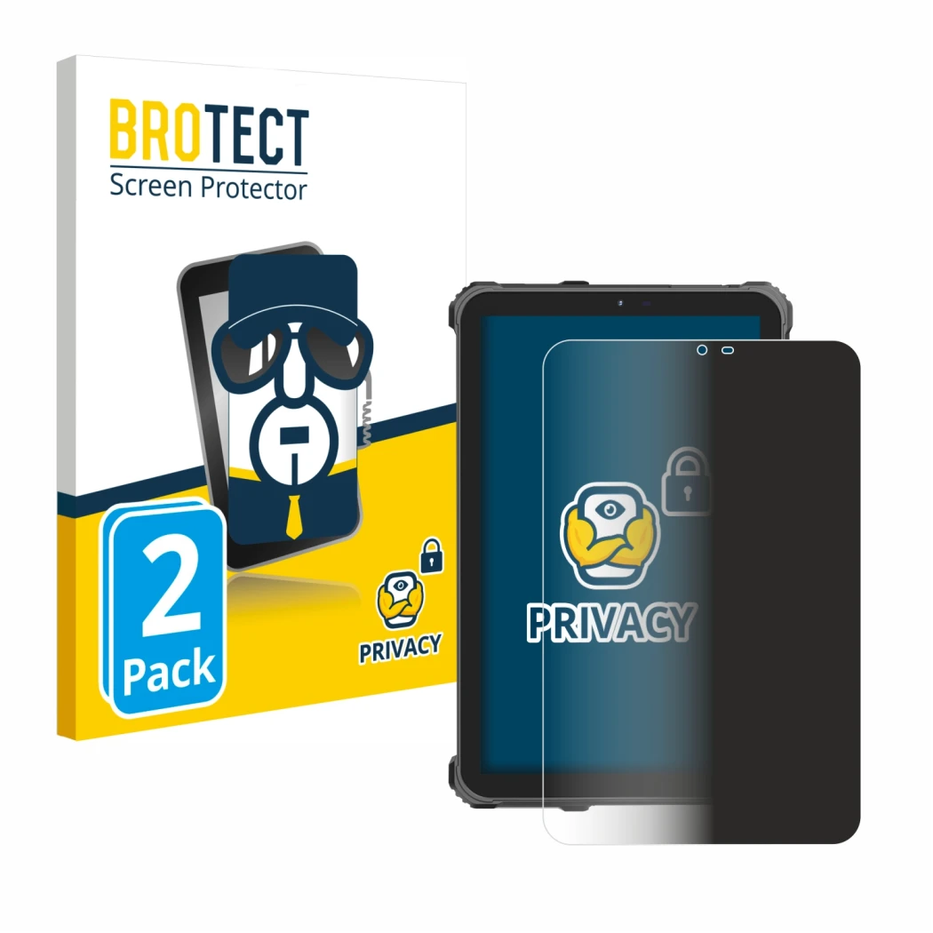 Front side of a product packaging with the brand logo BROTECT. Next to it is the device Oukitel RT3 Pro shown with the corresp
