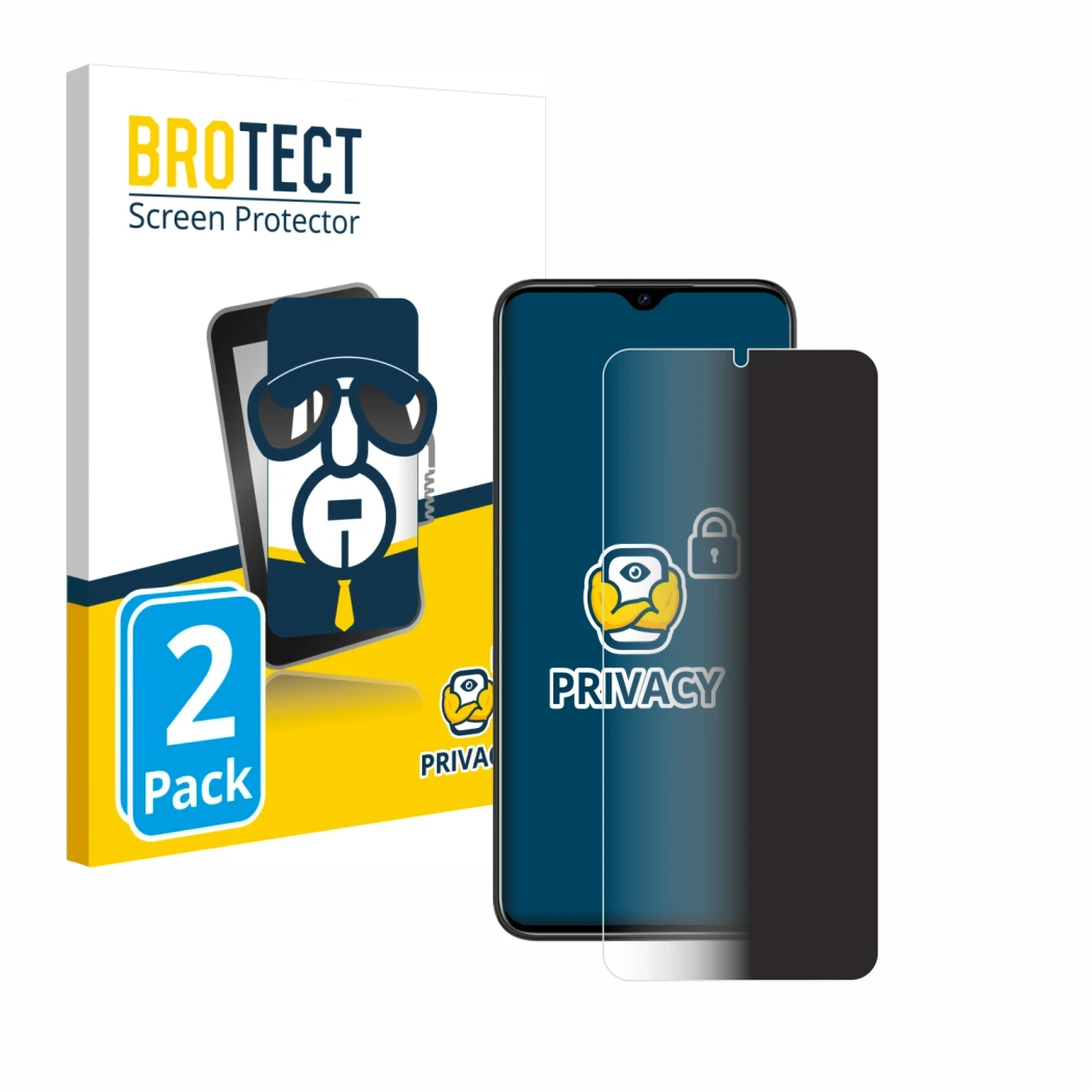 Front side of a product packaging with the brand logo BROTECT. Next to it is the device Doogee N50 Pro shown with the correspo