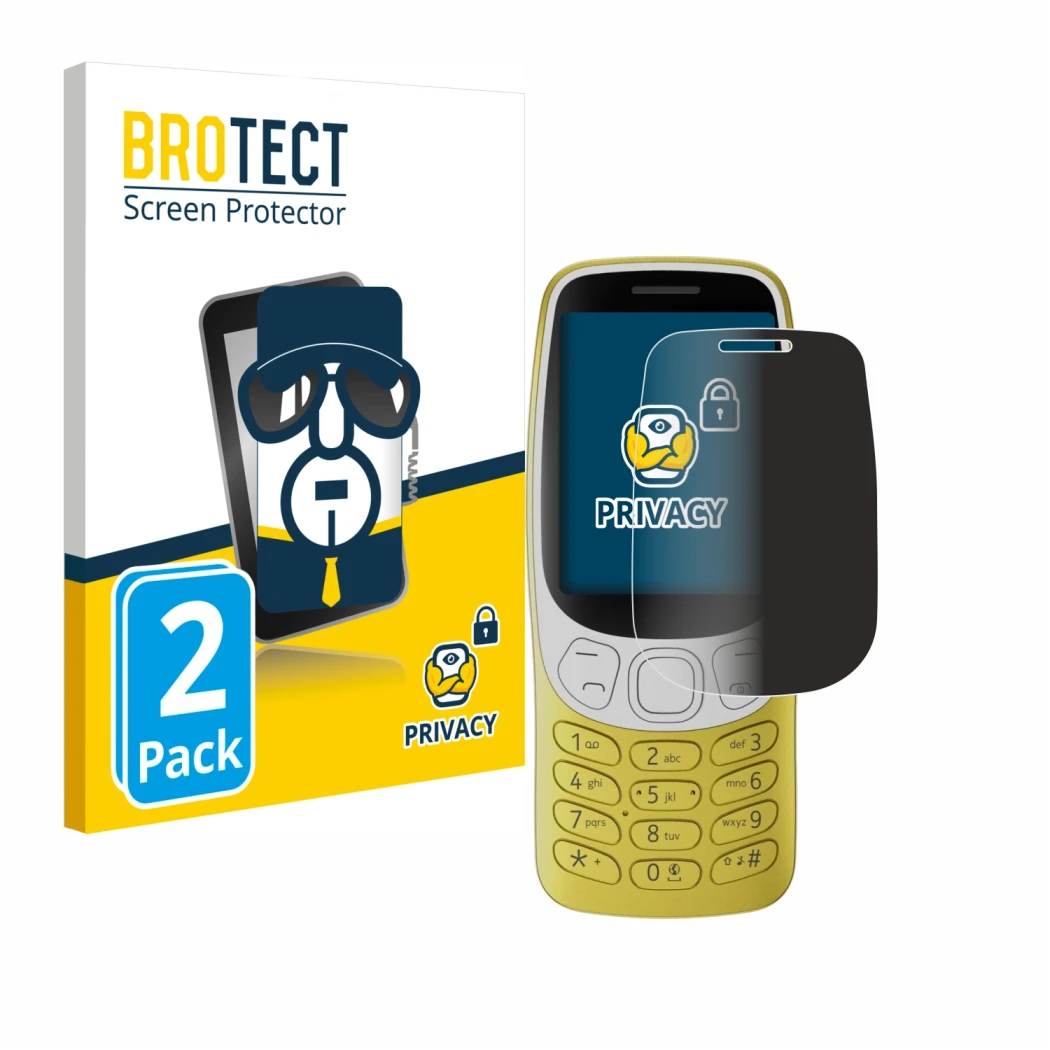 Front side of a product packaging with the brand logo BROTECT. Next to it is the device Nokia 3210 shown with the correspondin