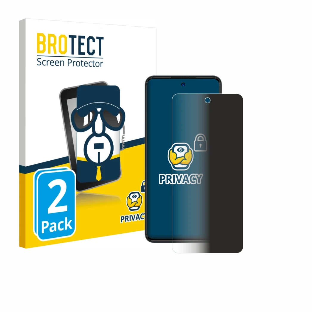 Front side of a product packaging with the brand logo BROTECT. Next to it is the device ZTE Blade A75 4G shown with the corres
