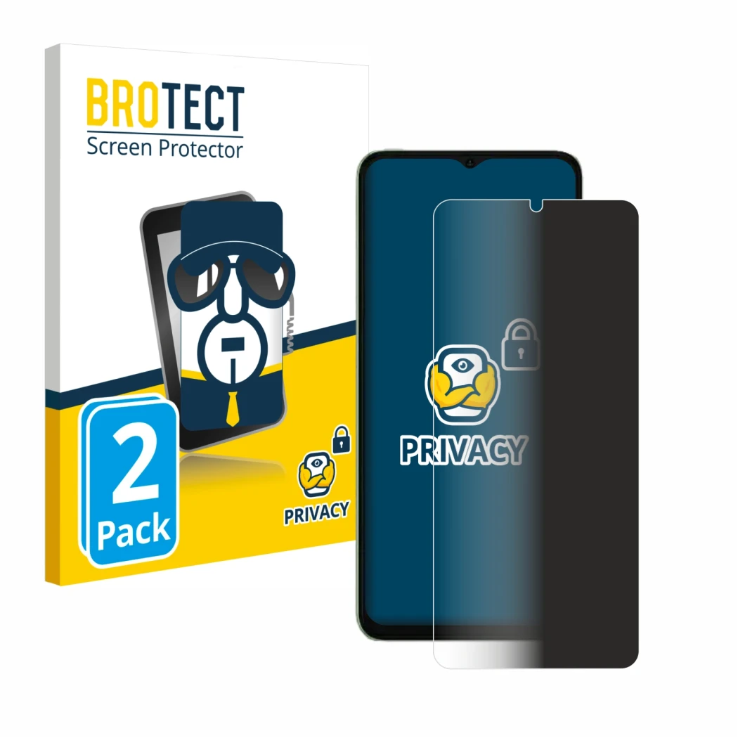 Front side of a product packaging with the brand logo BROTECT. Next to it is the device Ulefone Note 19 shown with the corresp