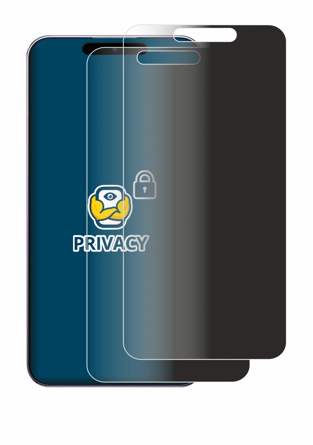 Image of the device Oukitel P1 with a wide variety of screen protectors.