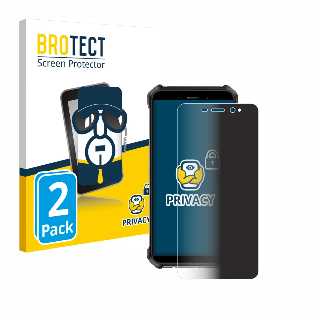 Front side of a product packaging with the brand logo BROTECT. Next to it is the device Ulefone Armor X12 shown with the corre