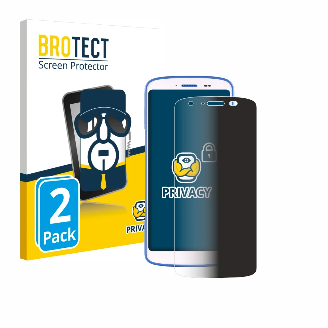 Front side of a product packaging with the brand logo BROTECT. Next to it is the device Zebra HC 25 shown with the correspondi