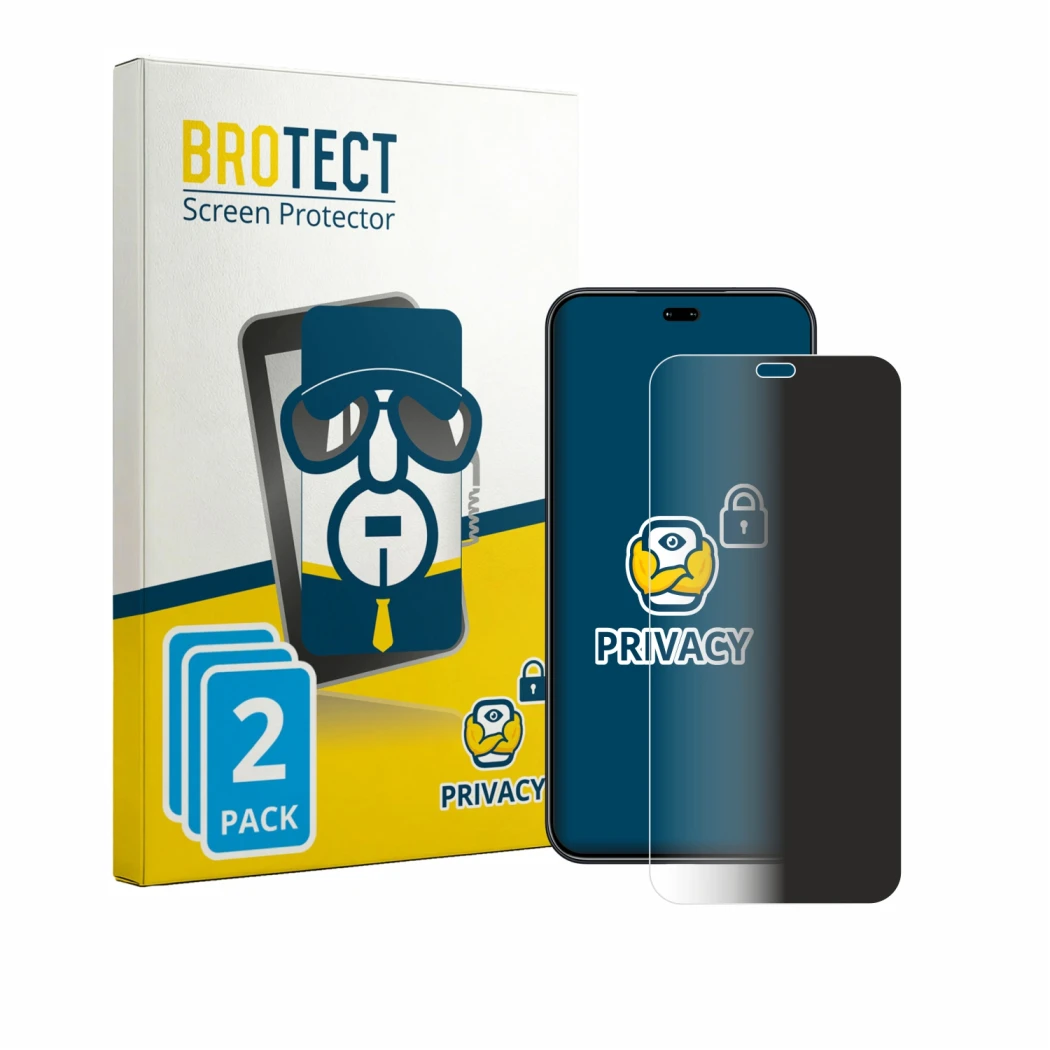 Front side of a product packaging with the brand logo BROTECT. Next to it is the device Honor 400 Pro shown with the correspon