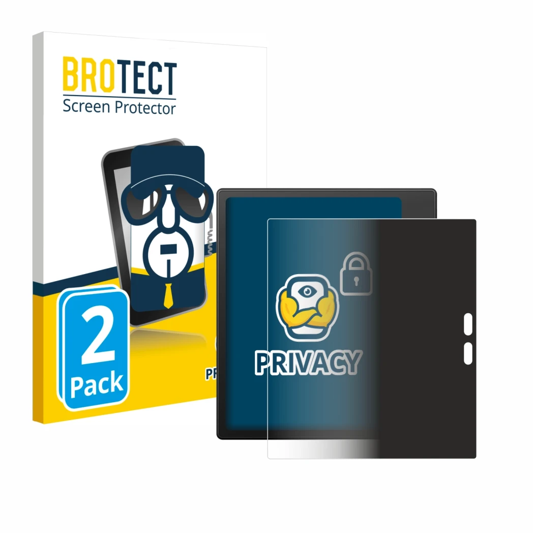 Front side of a product packaging with the brand logo BROTECT. Next to it is the device Boox Go Color 7 Gen II shown with the 