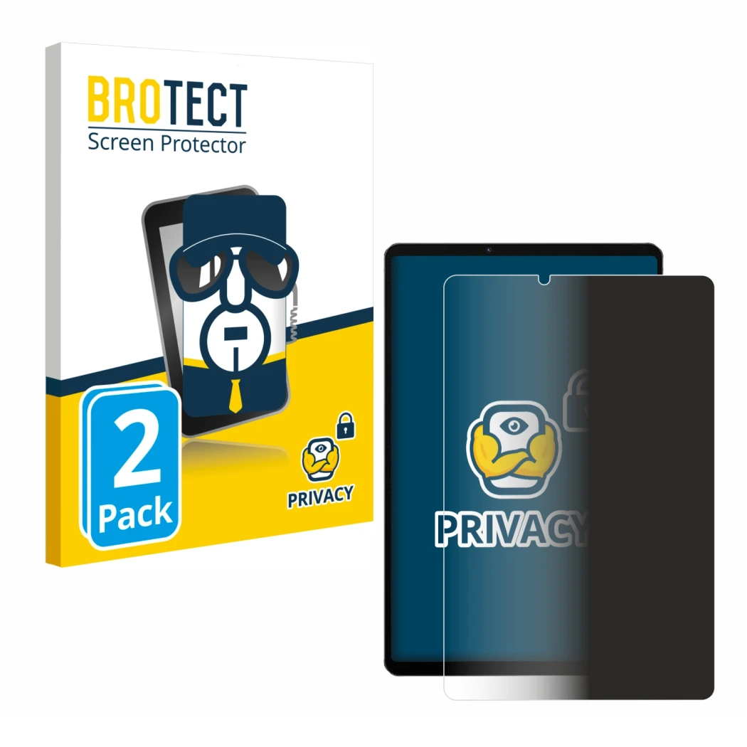 Front side of a product packaging with the brand logo BROTECT. Next to it is the device Lenovo Legion Y700 2022 shown with the
