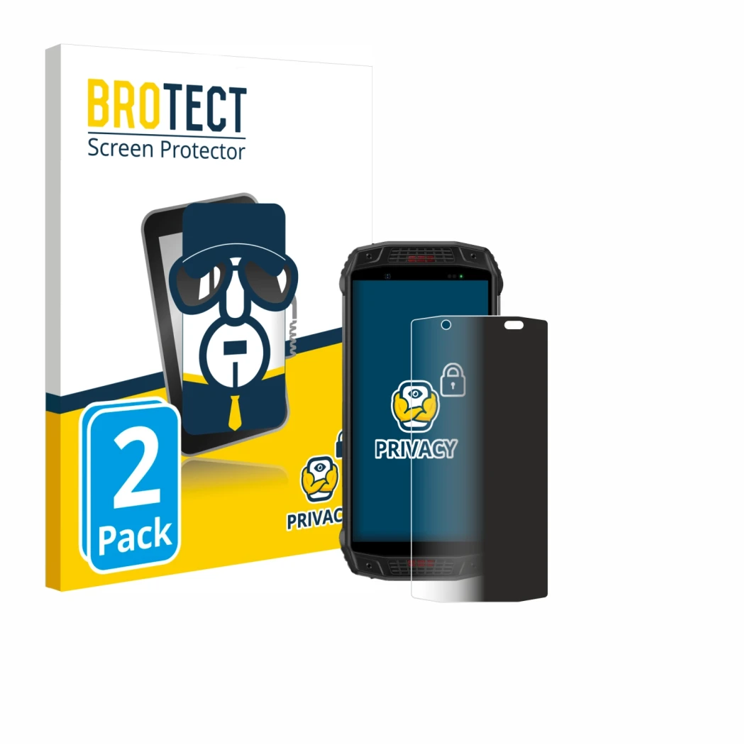 Front side of a product packaging with the brand logo BROTECT. Next to it is the device Ulefone Armor 15 shown with the corres