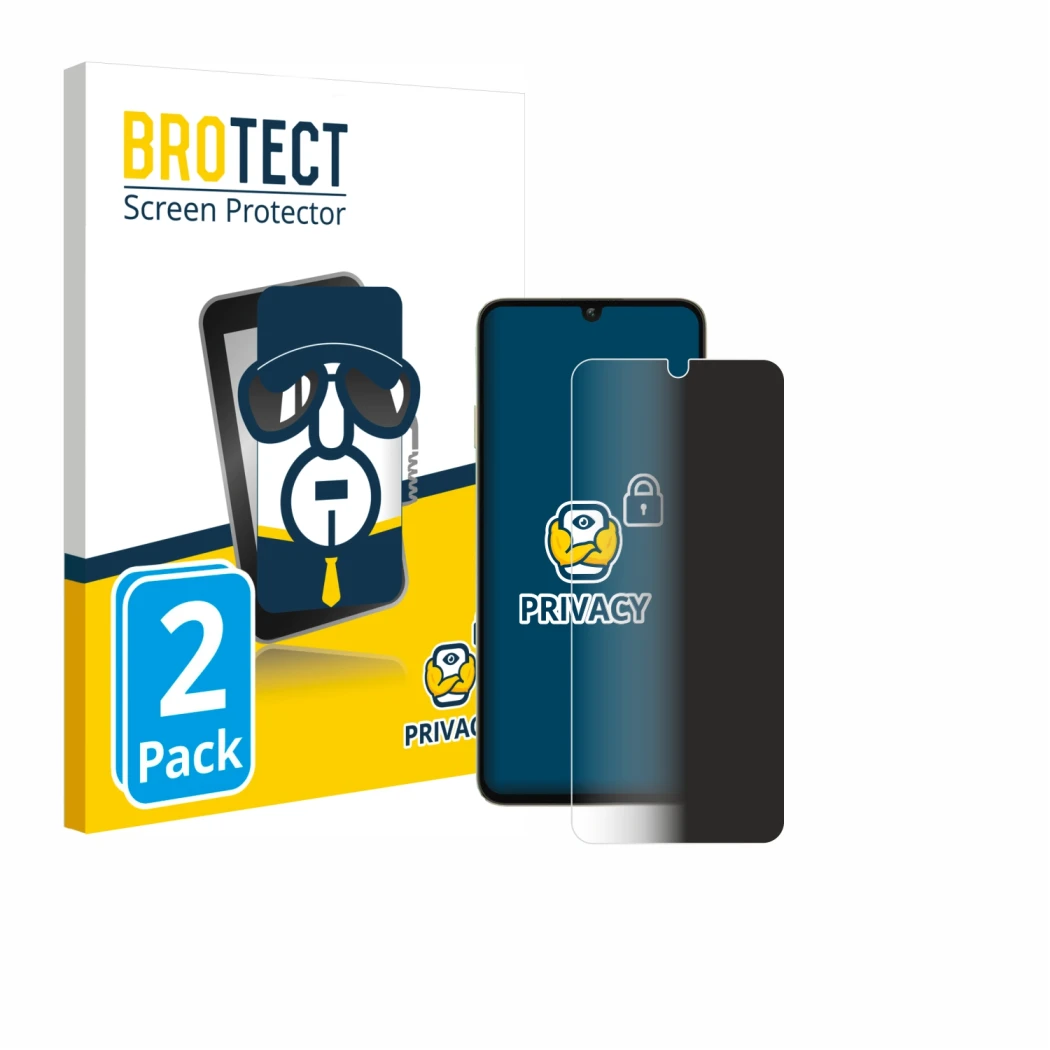 Front side of a product packaging with the brand logo BROTECT. Next to it is the device Oukitel C59 Pro shown with the corresp