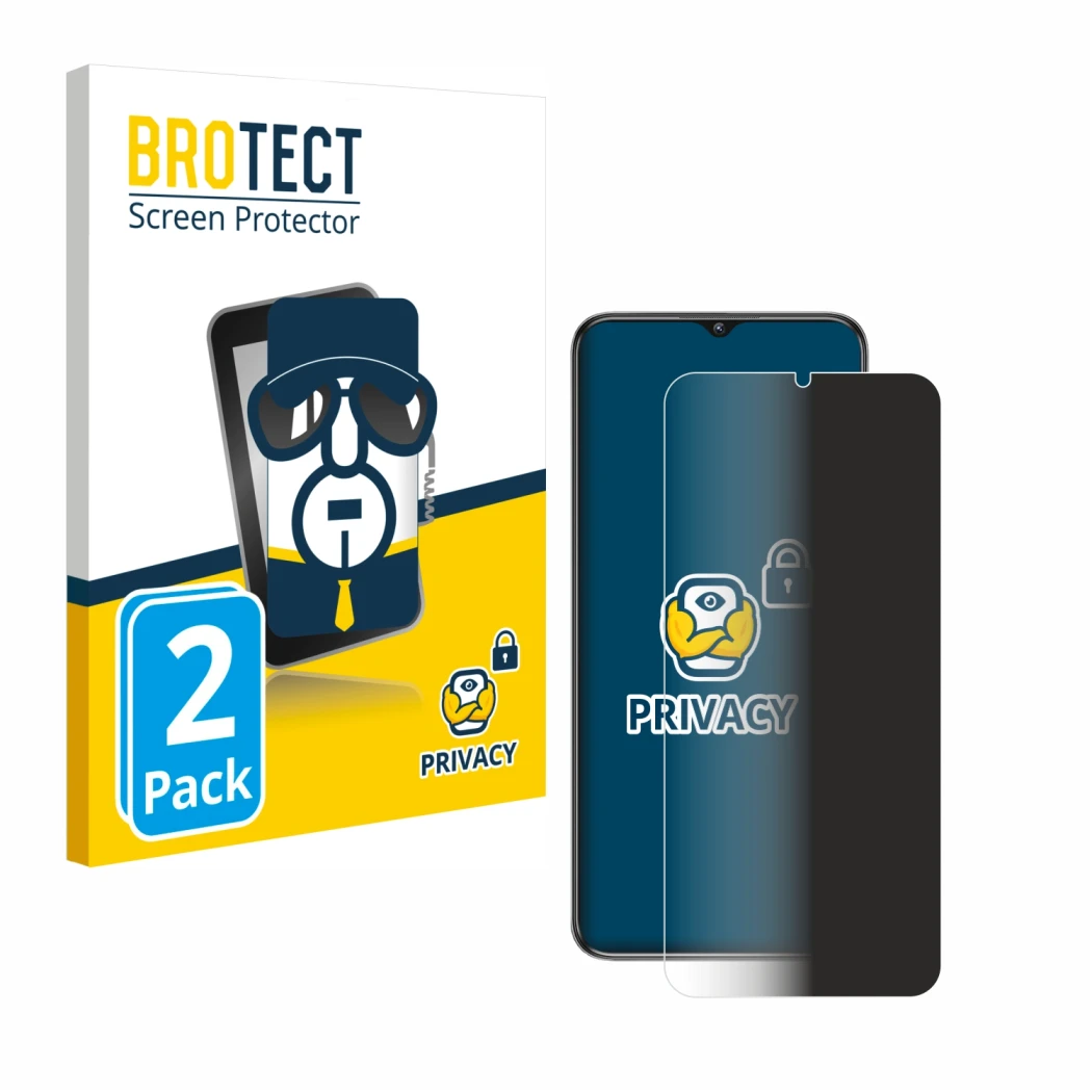 Front side of a product packaging with the brand logo BROTECT. Next to it is the device Oukitel C1 shown with the correspondin