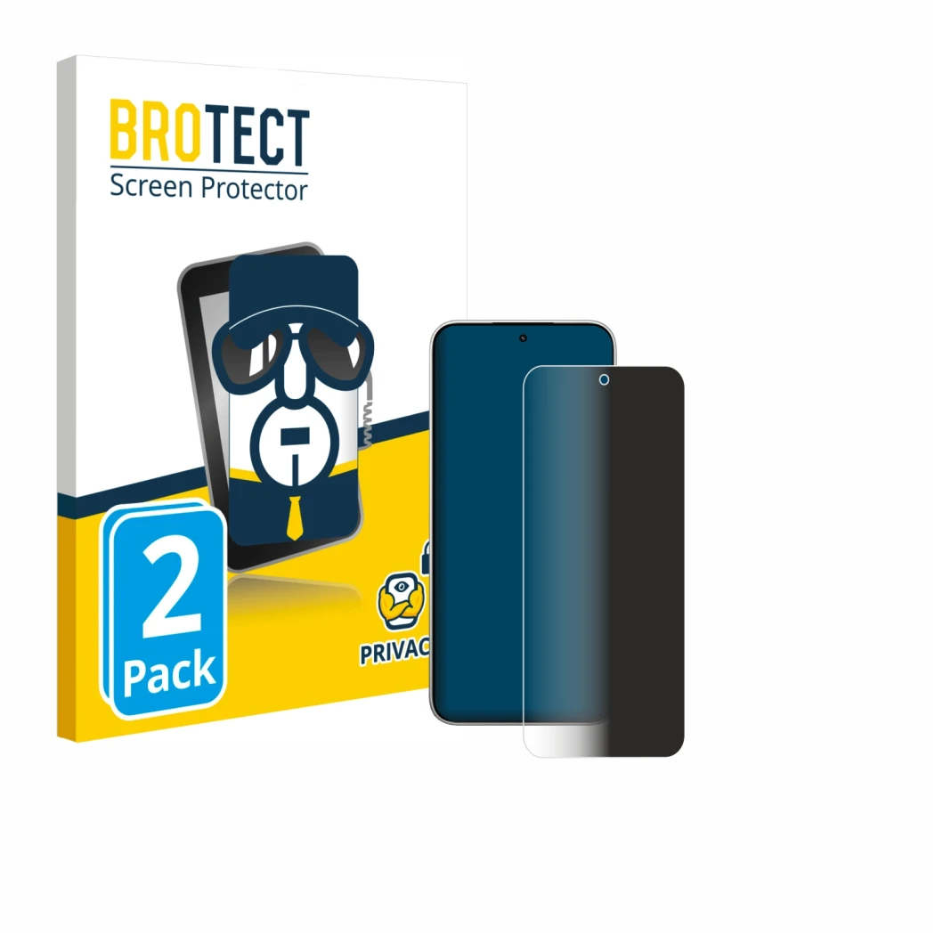 Front side of a product packaging with the brand logo BROTECT. Next to it is the device Xiaomi 15T shown with the correspondin