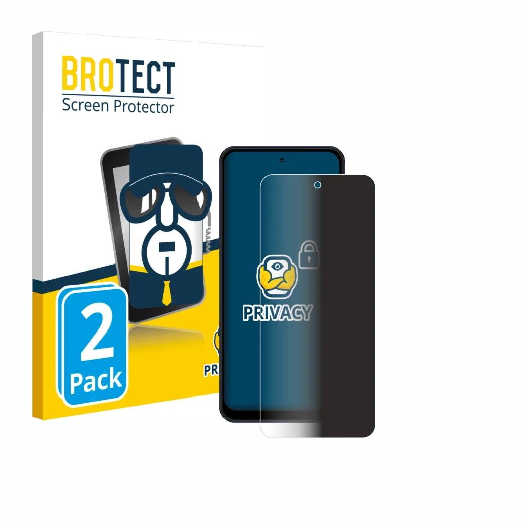 Front side of a product packaging with the brand logo BROTECT. Next to it is the device Acer Acerone Liquid S262F5 shown with 