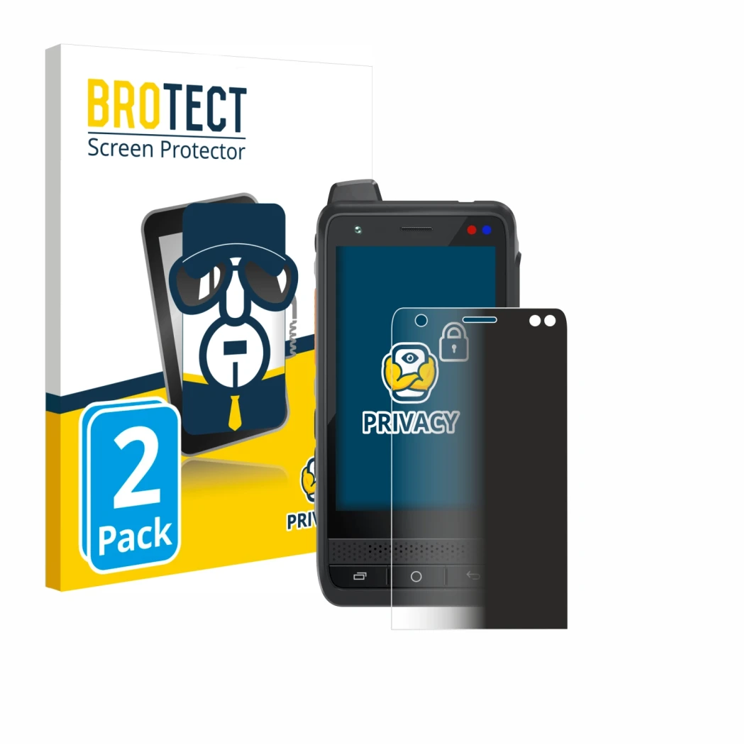 Front side of a product packaging with the brand logo BROTECT. Next to it is the device Uniwa F400 shown with the correspondin