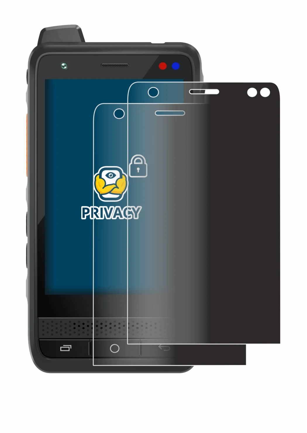 Image of the device Uniwa F400 with a wide variety of screen protectors.