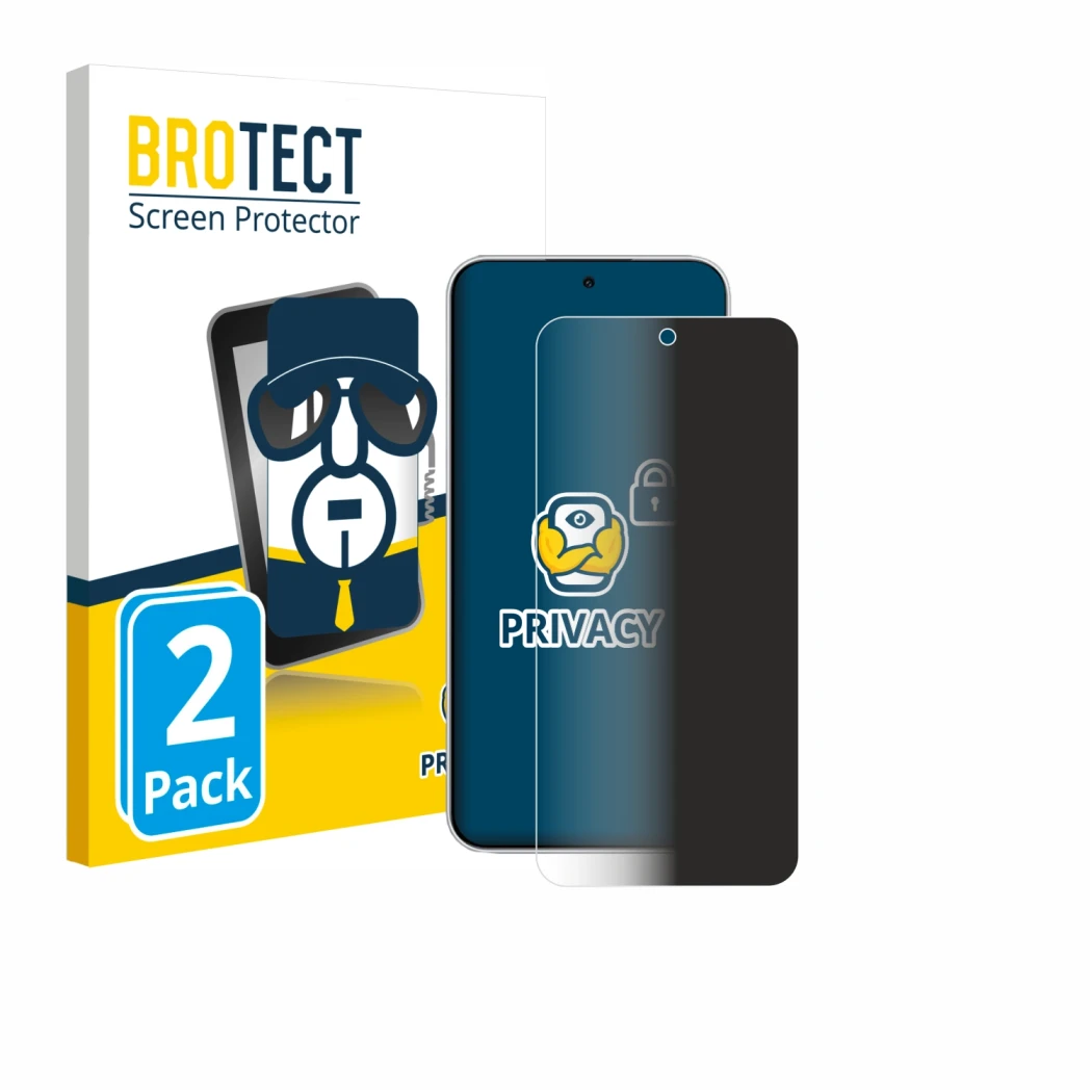 Front side of a product packaging with the brand logo BROTECT. Next to it is the device Xiaomi Redmi Note 15 Pro shown with th