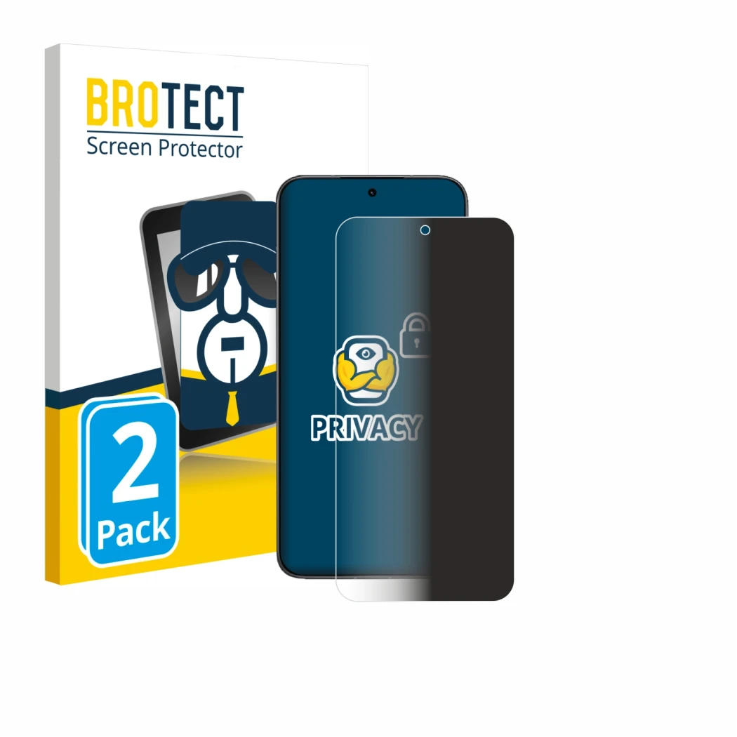 Front side of a product packaging with the brand logo BROTECT. Next to it is the device Xiaomi Redmi Turbo 4 Pro shown with th