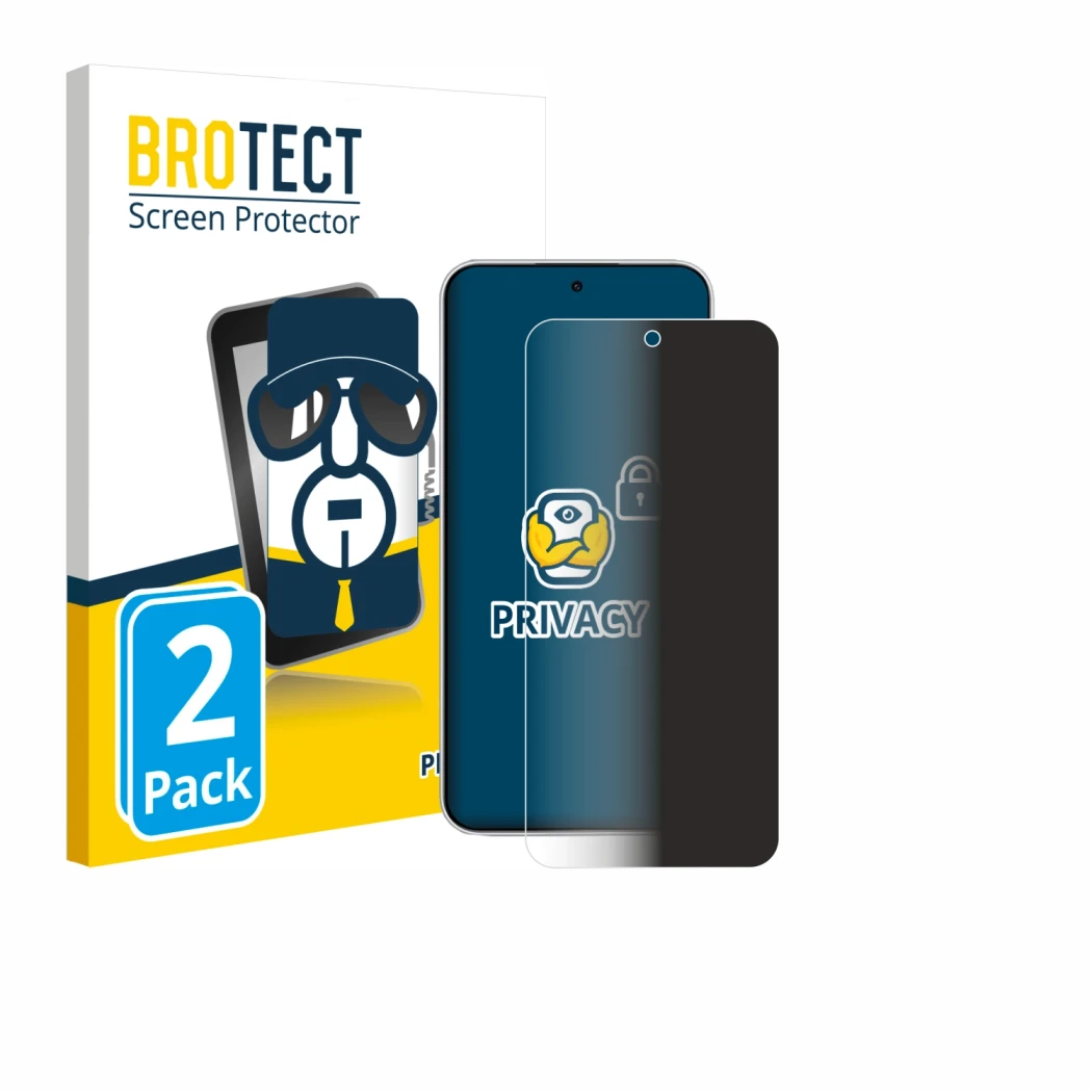 Front side of a product packaging with the brand logo BROTECT. Next to it is the device Xiaomi Redmi Note 15 Pro 4G shown with