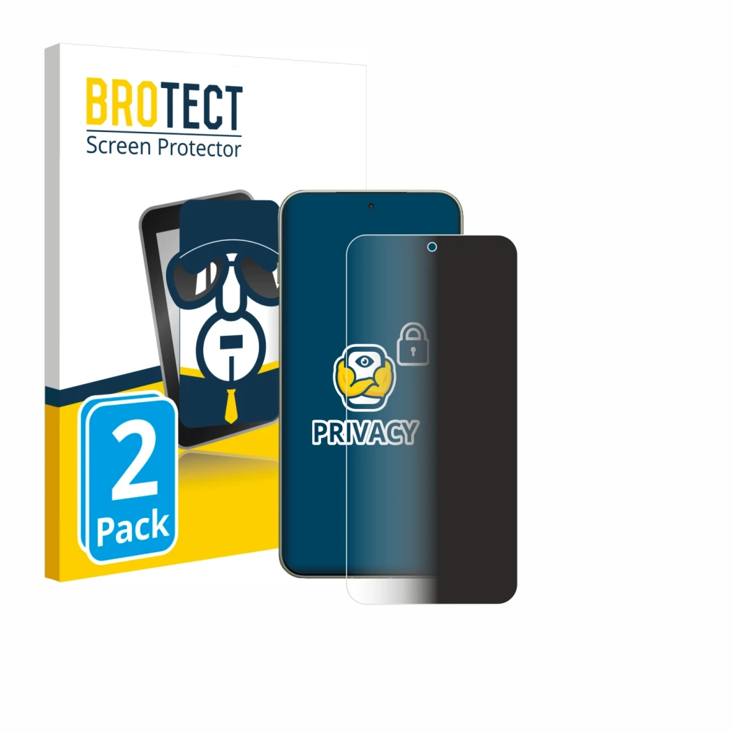 Front side of a product packaging with the brand logo BROTECT. Next to it is the device OnePlus 13T shown with the correspondi