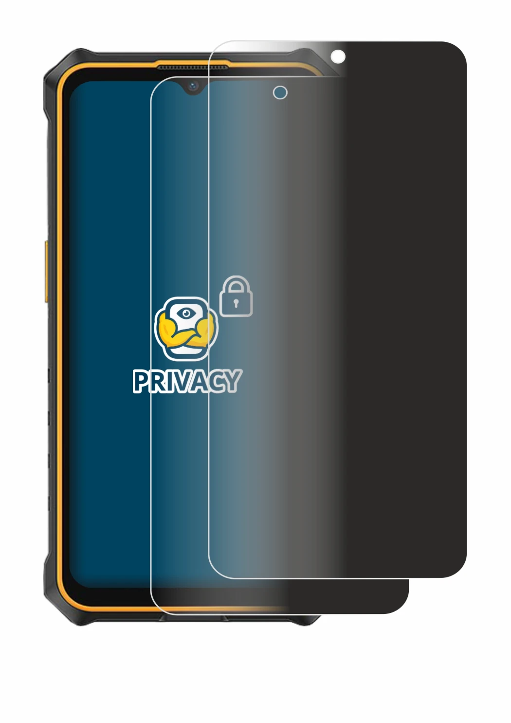 Image of the device Ulefone RugKing 3 Pro with a wide variety of screen protectors.