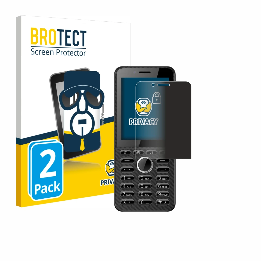 Front side of a product packaging with the brand logo BROTECT. Next to it is the device Energizer E288S shown with the corresp