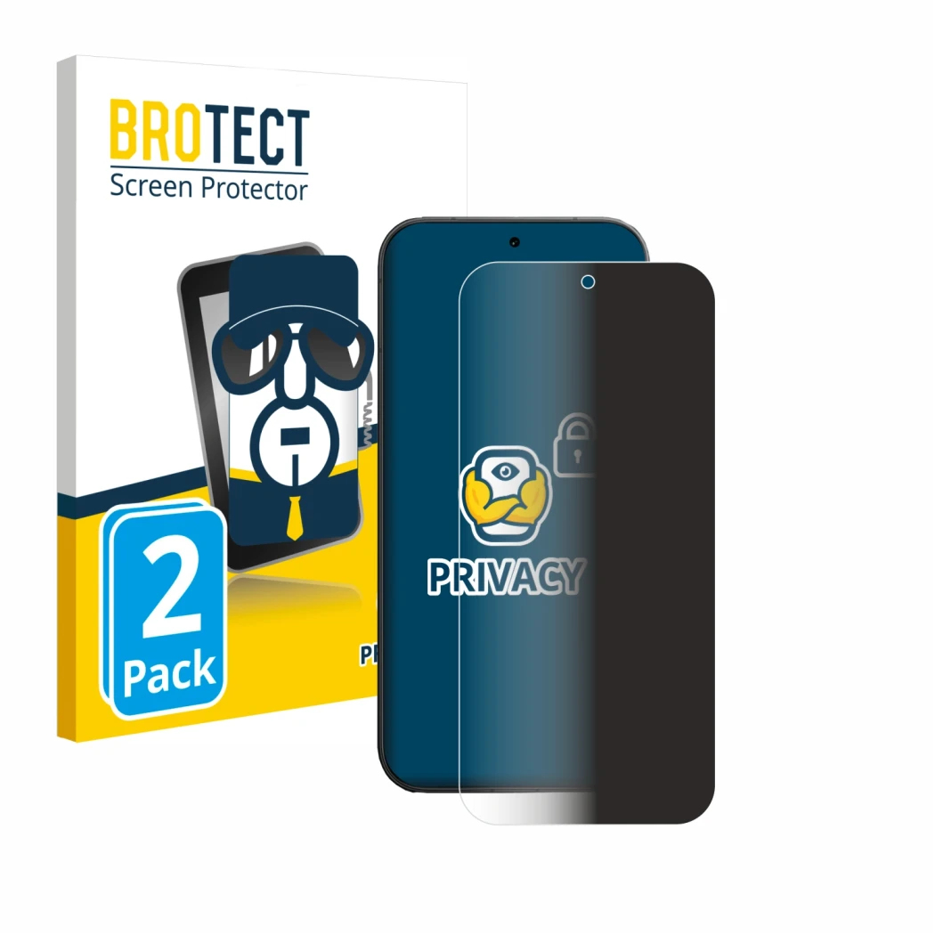 Front side of a product packaging with the brand logo BROTECT. Next to it is the device Vivo V70 shown with the corresponding 