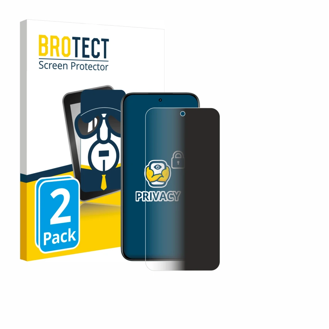 Front side of a product packaging with the brand logo BROTECT. Next to it is the device realme C85 5G shown with the correspon