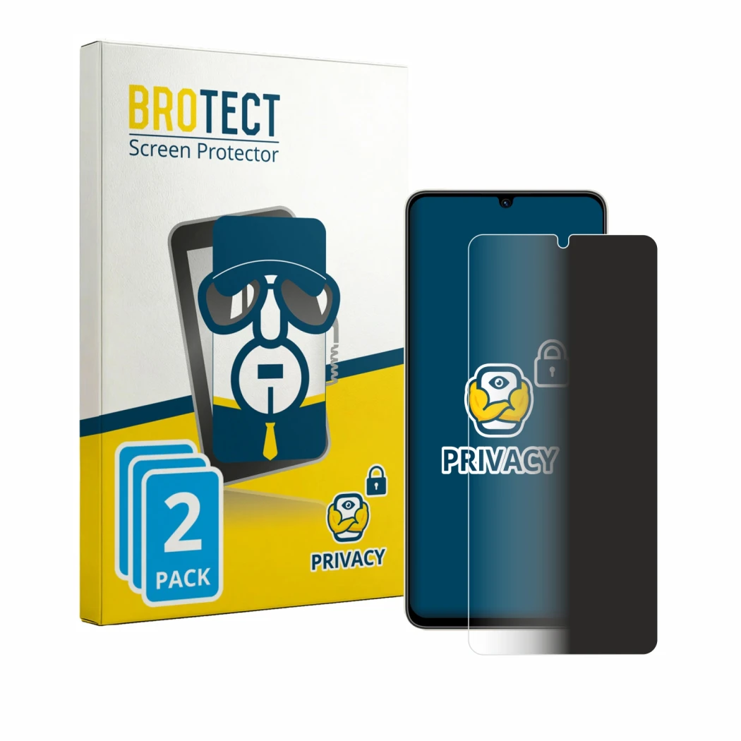 Front side of a product packaging with the brand logo BROTECT. Next to it is the device ZTE Blade A56 shown with the correspon