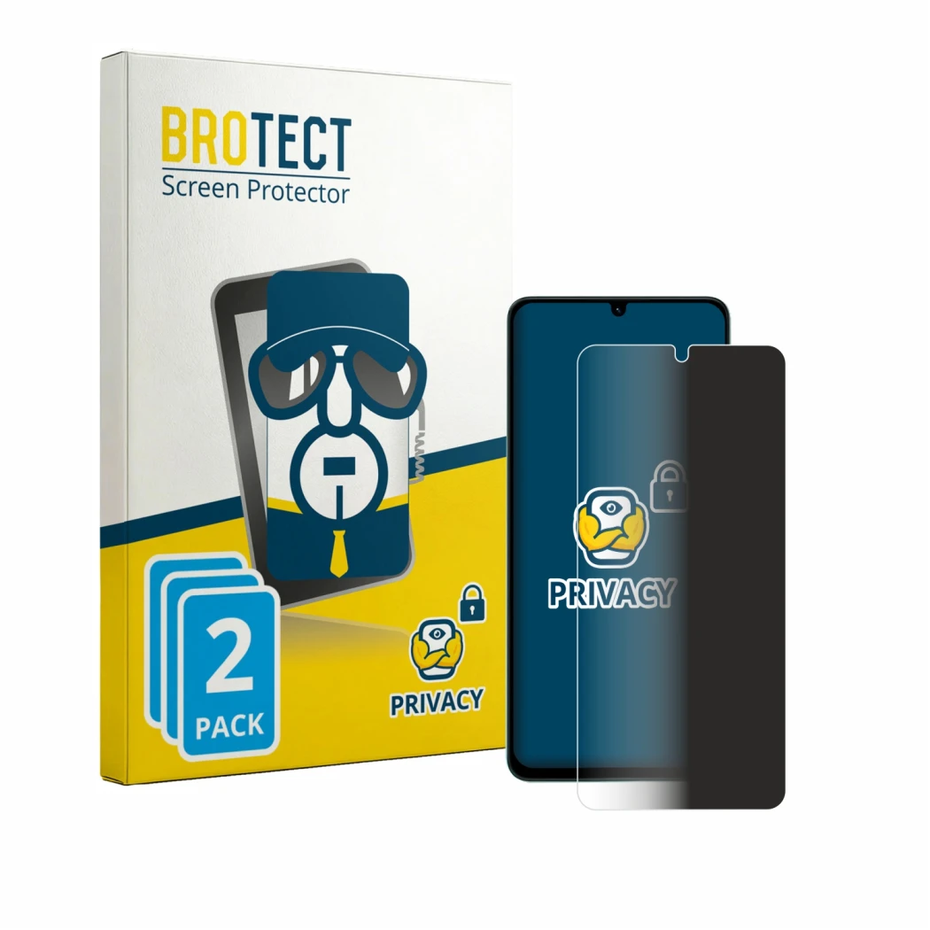 Front side of a product packaging with the brand logo BROTECT. Next to it is the device ZTE Blade A36 shown with the correspon
