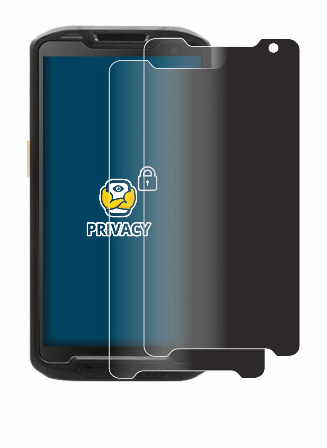 Image of the device Point Mobile PM84P with a wide variety of screen protectors.
