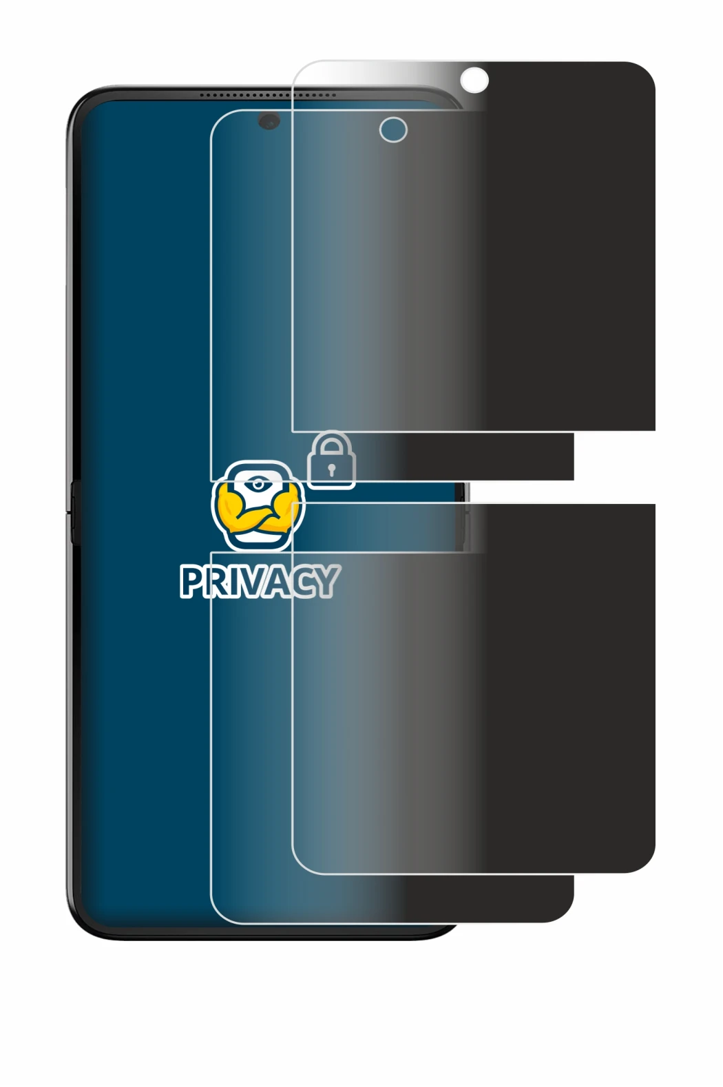 Image of the device Motorola Razr 70 with a wide variety of screen protectors.