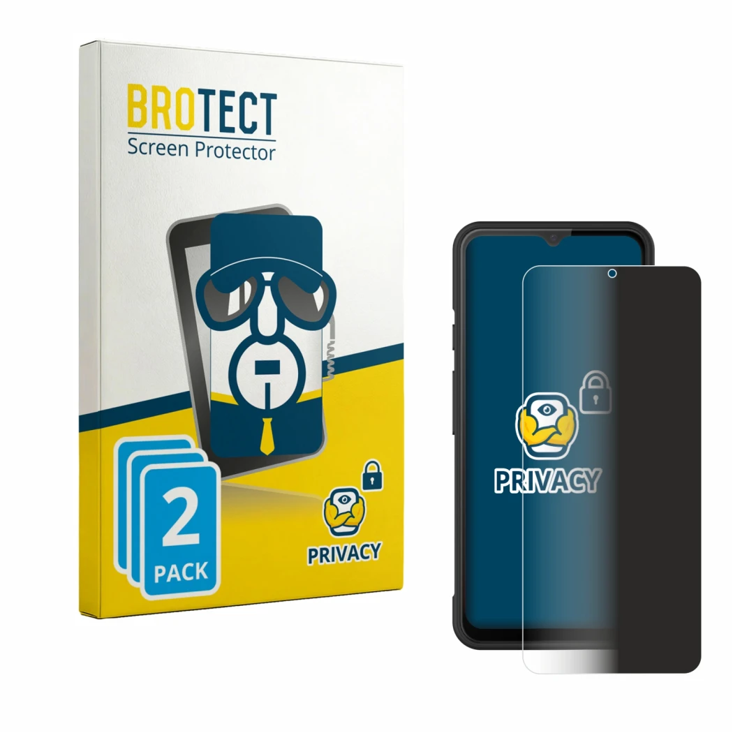 Front side of a product packaging with the brand logo BROTECT. Next to it is the device iMin Swift 1 Pro shown with the corres
