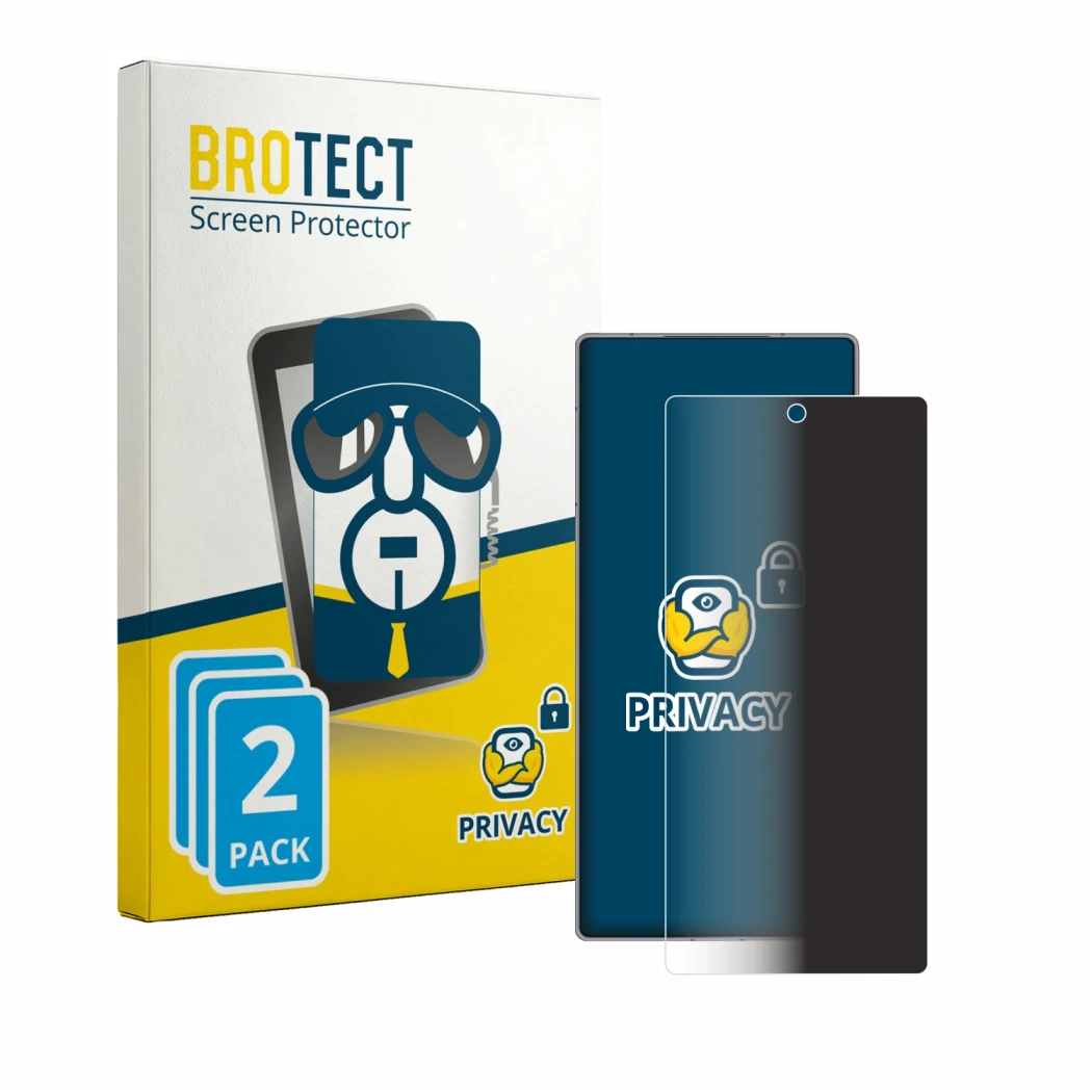 Front side of a product packaging with the brand logo BROTECT. Next to it is the device ZTE Nubia Red Magic 11S Pro shown with